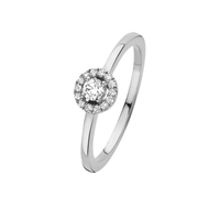 Anello solitario in oro bianco 18 kt con diamanti naturali – Romanticismo moderno firmato Idee Preziose dal 1987 - IP.AK18B/11D-1